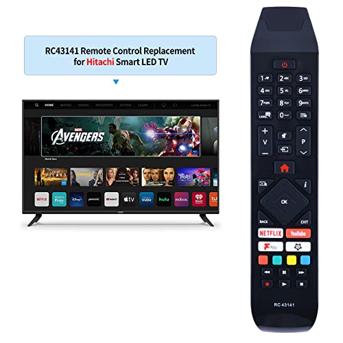 TCNOUMT RC43141 Remote Control Suitible for Hitachi TV models 50HL7000U 55HK25T74U 58HK6100 58HK6100U 55HL7000 32HE4000 Universal Remote Control Replacement Remote Controller - Image 2