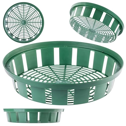 KADAX Pflanzkorb für Blumenzwiebeln, Anzuchtskorb aus Kunststoff, Anzuchtsschale für Gemüsepflanzen, Blumenzwie-belkorb in 2 Formen für Frühjahrsblüher (30cm rund, 10 Stück Set)