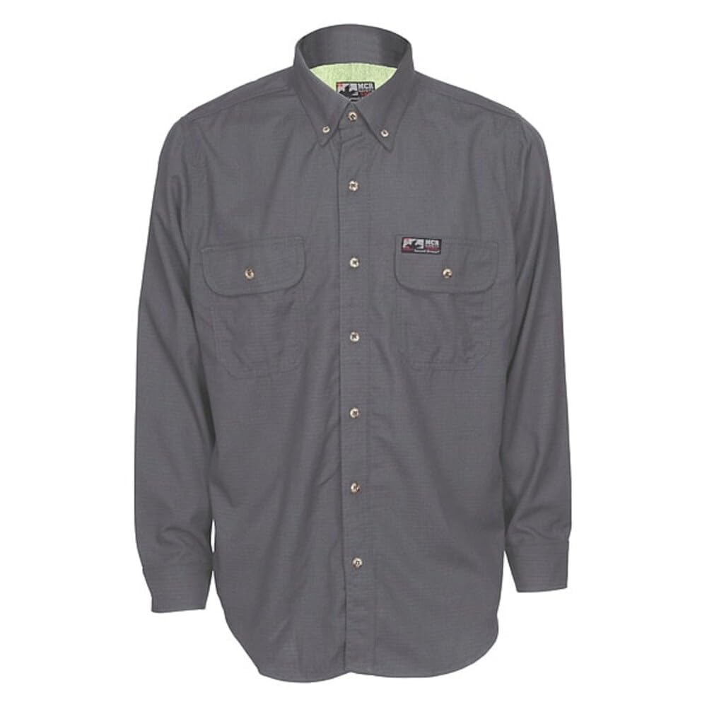 MCR Safety Summit Breeze SBS1001L Flame Resistant 5.5oz Inherent Blend Shirt, Underarm/Back Vents, Men's Work Shirt, Large, Gray
