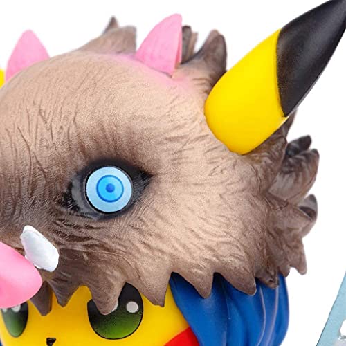 Image of PATPAT 4pcs Poke-mon Pi-Kachu x Demon Slayer Action Figures Desk Decoration PVC Poke-mon Pi-Kachu Figure Toy, 8-9cm, Christmast Gift Birthday Gift for Poke-mon Fans Kids Demon Slayer Lovers