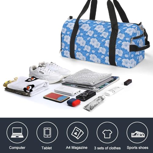 Cute Hibiscus Flower Print Gym Bag Travel Duffle Bags Carry On Tote Weekender Bag Suitable for Men Women4