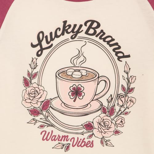 Image of Lucky Brand Girls' Long Sleeve Graphic T-Shirt, Tagless Cotton Tee with Fun Designs