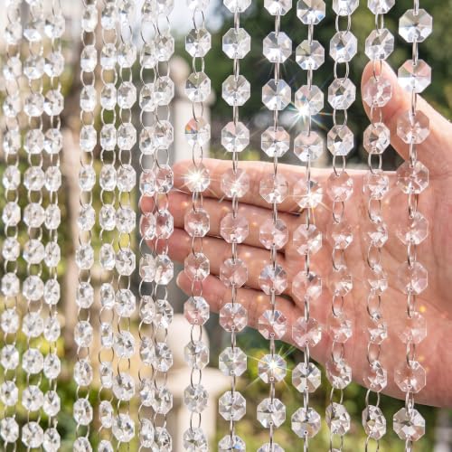 Rivvlive 98.4ft Glass Crystal Garland Strand, 30 Pcs Hanging Crystal String