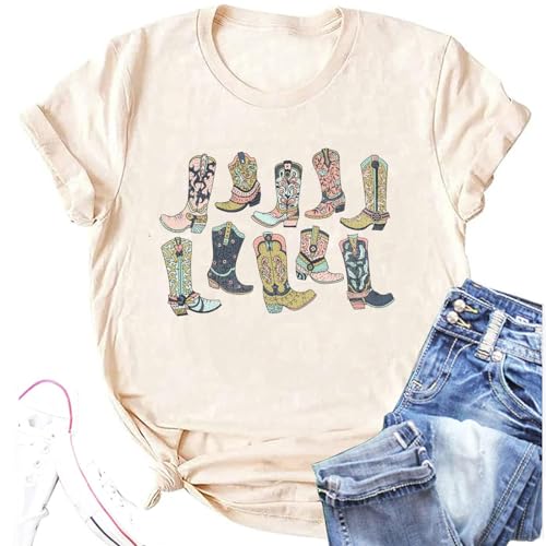 Cowboy Take Me Away T-Shirt for Women Western Cowboy Vintage Graphic Tees Travel Tops(Large,Beige-01)