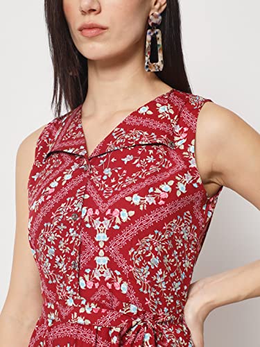 Image of Rudraaksha Women's Printed Maxi Dress Sleeveless Fit & Flare Long Dress || Western Dress for Women || Stylish Maxi Dress Dress || Summer Dress || Boho Printed Dress for Women