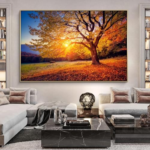 Toile d'art de paysage grand format déco murale coucher de soleil