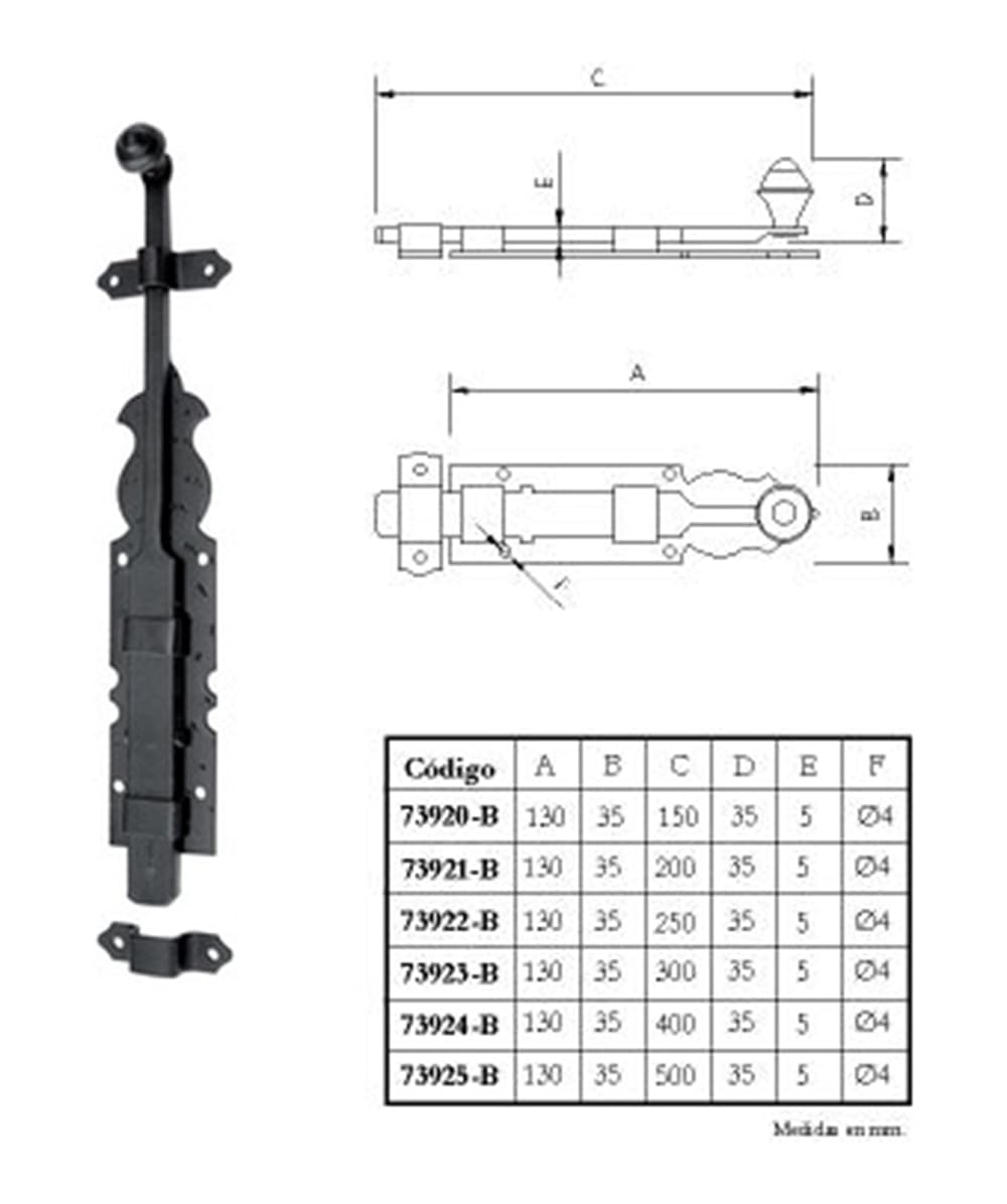 IMEX EL ZORRO B-73921-B Knob pin (Smooth Plate, 200 mm), Black - Image 2