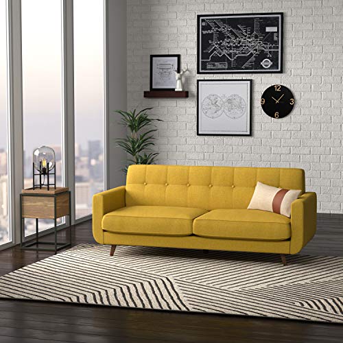 Amazon Brand – Rivet Sloane Mid-Century Modern Sofa with Tufted Back, 79.9"W, Yellow