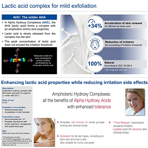 Lactic Acid - 67.6% With L-Arginine - 7.5% Facial Peeling Complex - Liquid - Professional Facial Peeling Solution For Spot Control, Brightness, Resurfacing - Without Burning Or Irritation - 0.5 Oz #TOP2