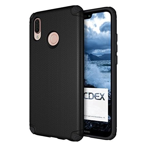 doupi Ultra Armor Case Compatible with Huawei P20 Lite, Design Protector Slim Profile Bumper Protective Cover, Black Cover