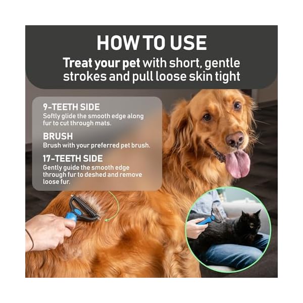MaxPower Planet Hund- und Katzenbürste - Sanfte Unterwollbürste für Langhaar-Tiere - Doppelseitiger Hundekamm & Katzenkamm in Blau – Bild 6