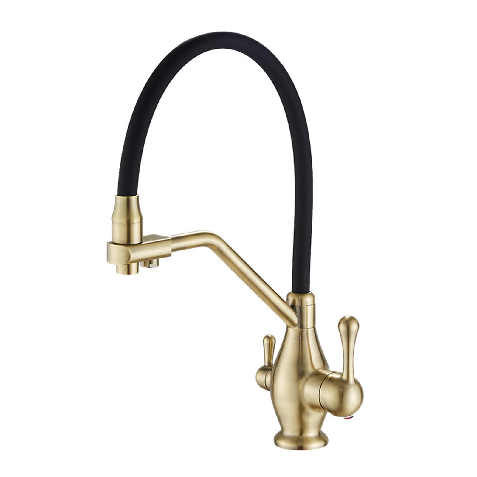 ASerZenith 3 Way Kitchen Tap Swivel Brass Hot And Cold Pure Water Multifunctional 3 Way Kitchen Taps Brushed Gold