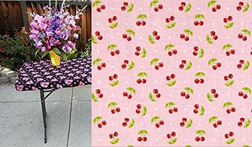 Custom Fitted Vintage Cherry Stay Put Table Cover or Tablecloth. Picnic Tabelcloth