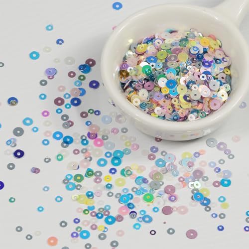 50 Grams（ 2mm 3mm 4mm ） Light Purple Mixed Sequins Iridescent Storage for Crafts, Sewing, Wedding, Christmas DIY Arts Crafts,（Light Purple Mixed）