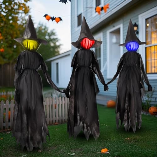 Image of DR.DUDU 6 FT Witch Halloween Decorations Outdoor Yard Decor, Set of 3