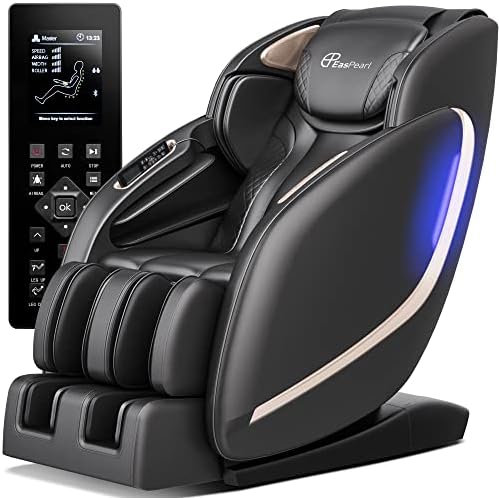 EASPEARL Massage Chair Full Body,Zero Gravity Recliner with Anion,SL Track,Shortcut Key,Thai Stretch,Bluetooth,Heated,Body Scan,Ambient Light,Shiatsu Massage Chair (Black)