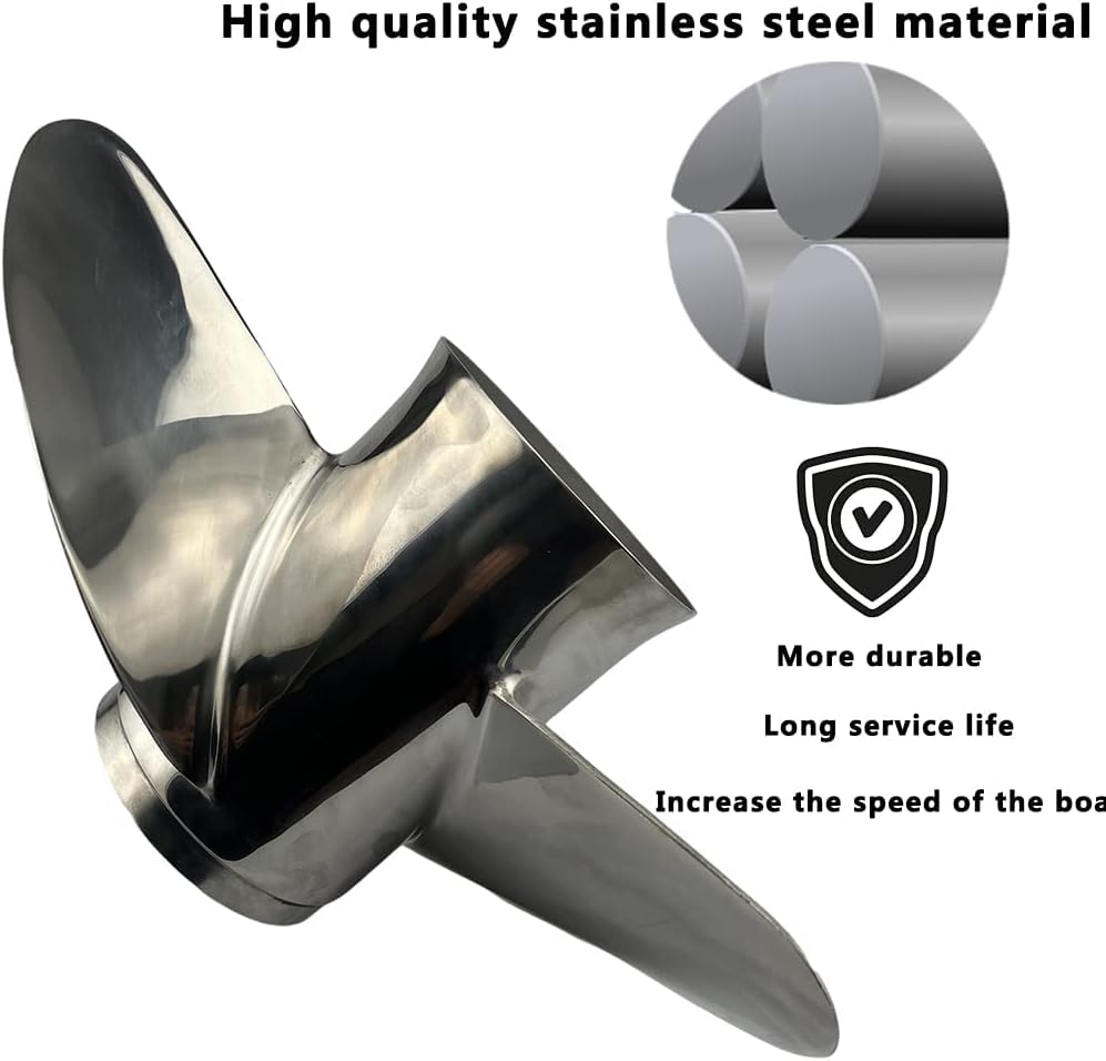 Boatman OEM Prop 13x19 Stainless Outboard Propeller fit Yamaha Boat Engine 50-130 HP，15 Spline Tooth