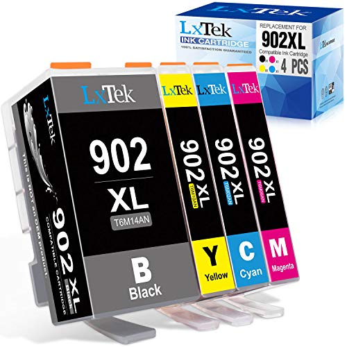 LxTek Compatible Ink Cartridge Replacement for HP 902XL 902 XL to use with Officejet Pro 6978 6968 6962 6958 6954 6960 Printers (1 Black, 1 Cyan, 1 Magenta, 1 Yellow, 4 Pack)