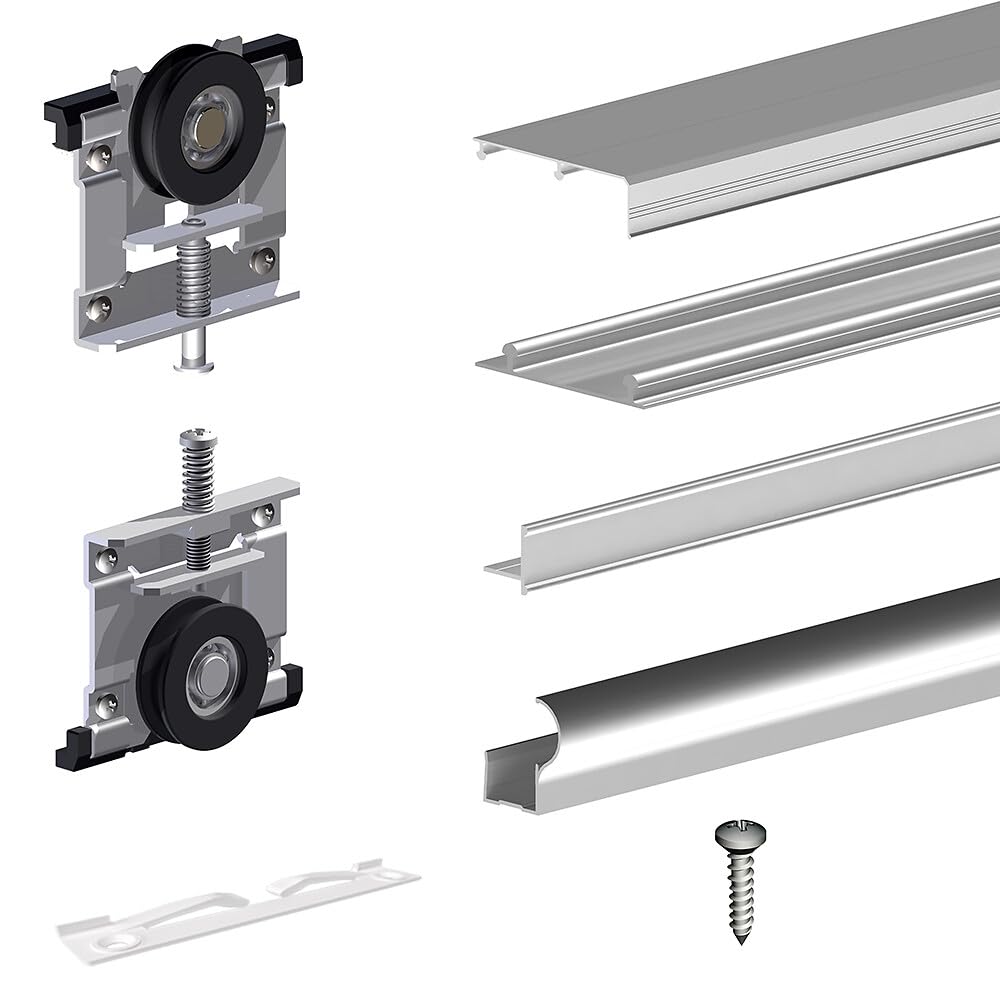 Kit SLID'UP 210 rail 1,8 m pour 2 portes de placard coulissantes 16 mm