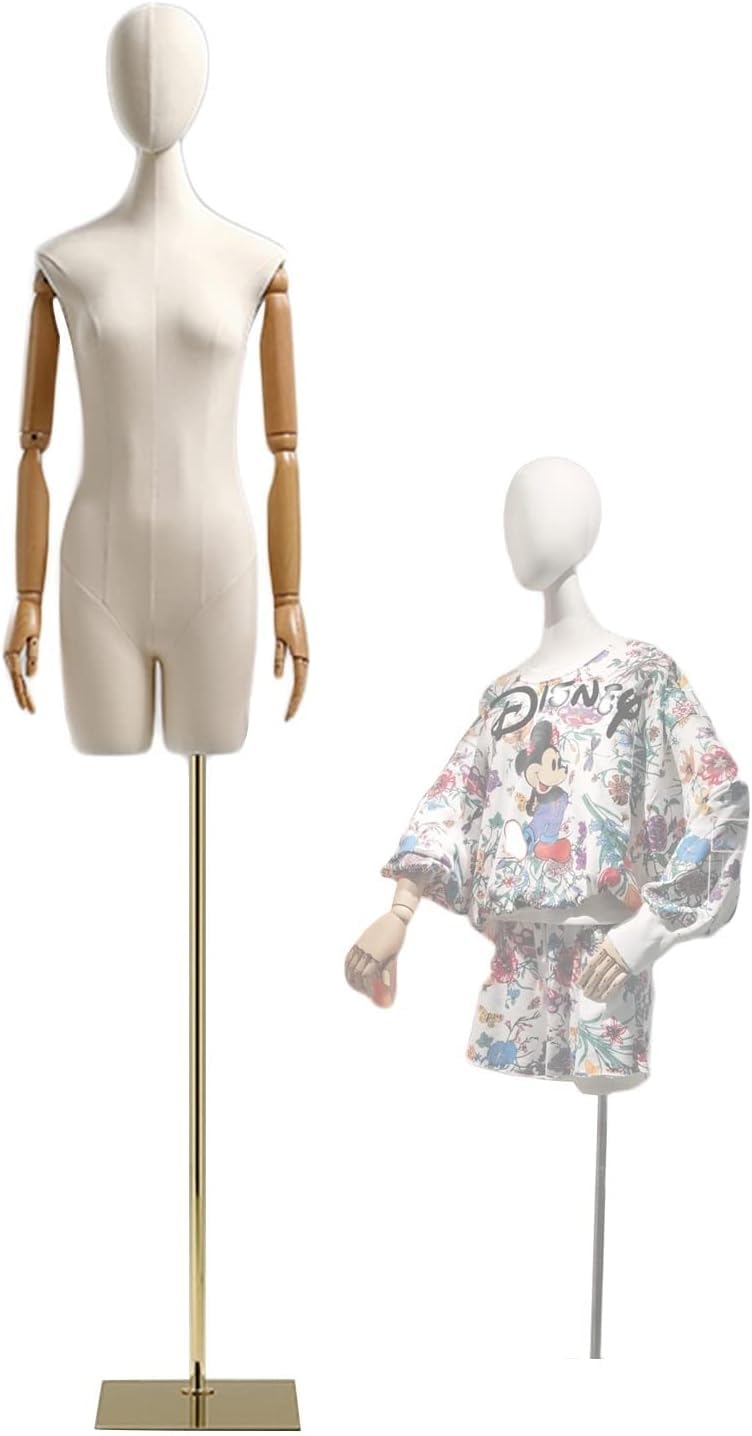 CONGRUI Female Mannequin Torso Body Tailors Dress Form with Head Design Model Props for Clothing Display