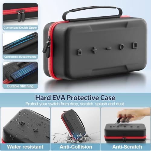 Image of OIVO Switch 2 Case Compatible with Nintendo Switch 2025, Hard Switch 2 Case Suitable for Joy Con 2 & Adapter, Bag for Switch 2 with 24 Game Cards Storage, Nintendo Switch 2 Accessories Red