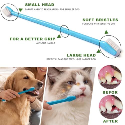 Image of 9-Pack Dog Toothbrush Kit, Triple Head & Double Head Dog Toothbrush, 360 Finger SiliconeToothbrush, Multi-Angle Dental Cleaning Brushes for Cat Oral Health