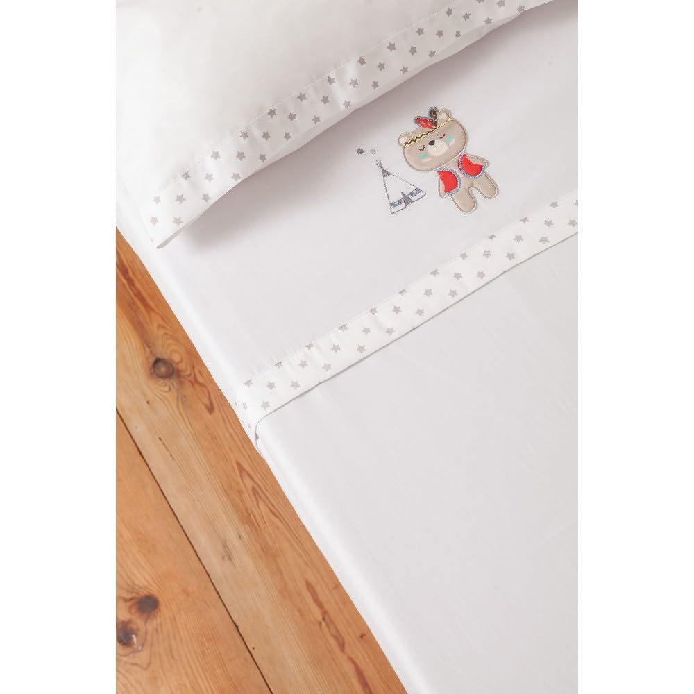 Interbaby Set di lenzuola da miniculla TIPI OSO in bianco e grigio - 450 g
