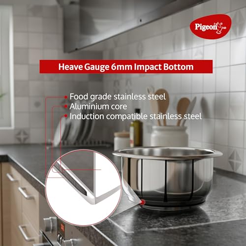 Image of Pigeon Stainless Steel Bowl, 26 cm Diameter, Compatible with 1.8 L Rice Cooker (Silver, Induction Bottom)