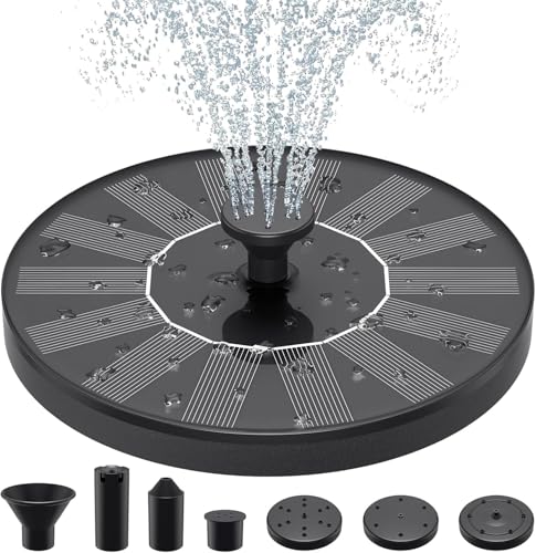 Solar Fountains Pump,1W Solar Water Fountain Pump Kit with 6 Nozzles for Garden Water Feature, Fountains, Pool, Bird Bath