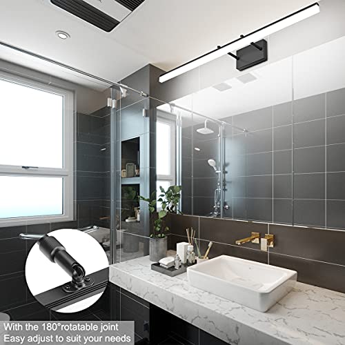 Image of Aipsun Modern LED Vanity Light Adjustable Bathroom Light Fixtures Over Mirror Rotatable Vanity Lighting 5500K 40 inch Black
