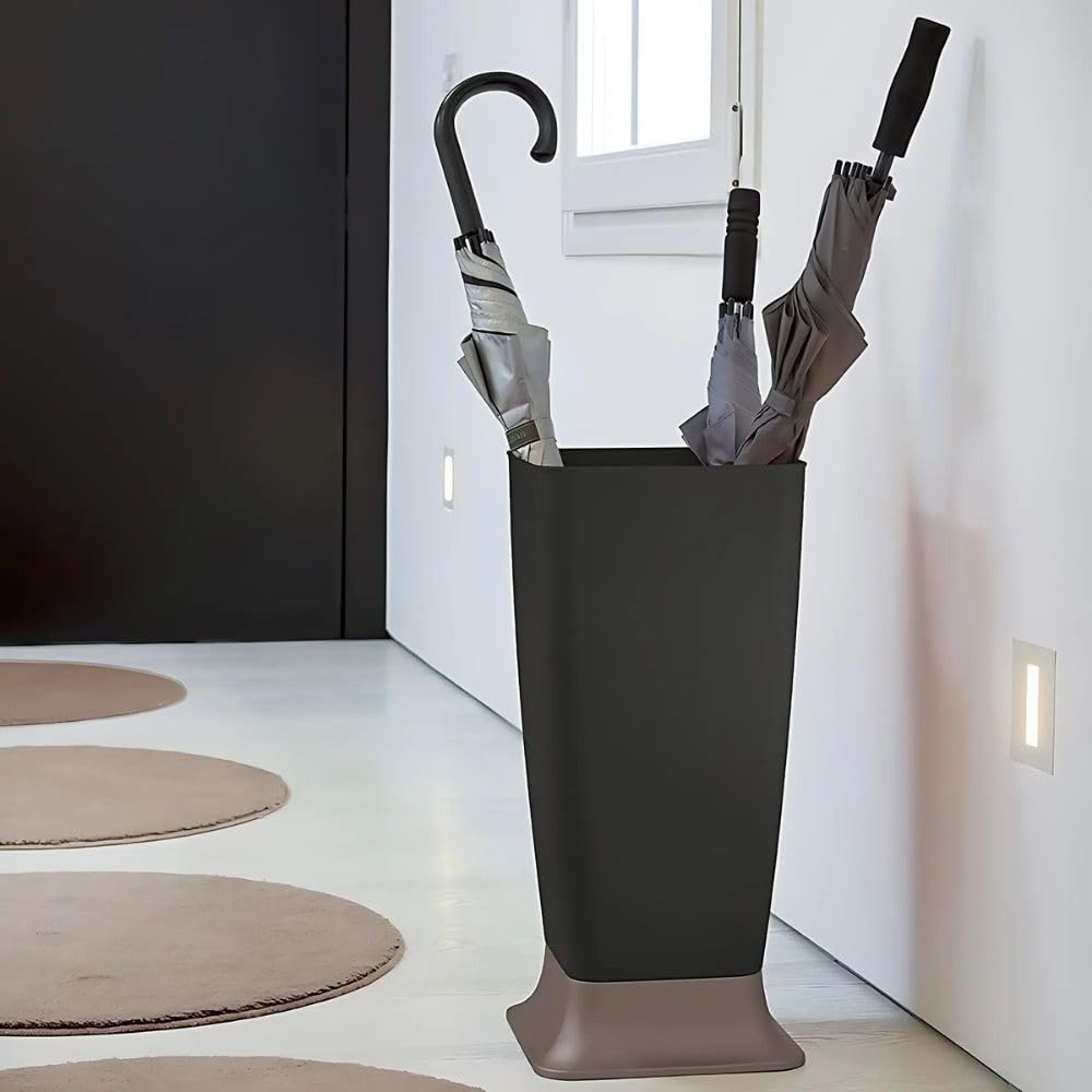 PALUPLUS Portaombrelli alto in Plastica, Misura 25x25x55 cm, cesta con Base Stabile color Tortora e vaschetta Racogli Goccia, per interno ed esterno, Made in Italy -2006F (Antracite)