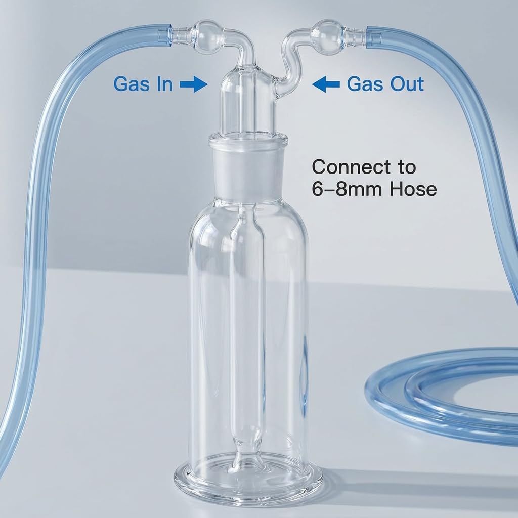 QWORK 500ml Gas Washing Bottle - Lab Glassware -4 QWORK 500ml Gas Washing Bottle - Lab Glassware -4
