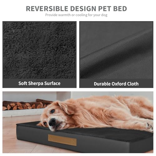 Image of Jumbo Waterproof Orthopedic Dog Bed for Extra Large Dogs | Egg Crate Foam, Pressure Relief, Fits 54x37 Crates, Machine Washable 1680D Oxford Cover, Indoor & Outdoor Use, Up to 150 lbs