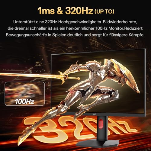 HKC 27 Zoll Gaming Monitor QHD 2560×1440, 300Hz / 320Hz(UP to), Fast IPS Bildschirm, 1ms, HDR400, 95% DCI-P3, Adaptive Sync… – Ansicht 4