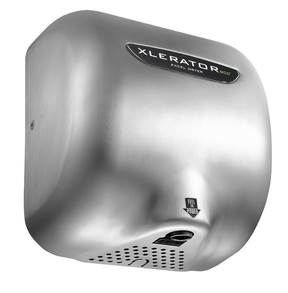 Excel Dryer XL-SB-ECO-1.1N Hand Dryer XLERATOR XL-SB-ECO Automatic, Surface-Mounted, Brushed Stainless Steel Cover, 110-120V with Noise Reduction Nozzle