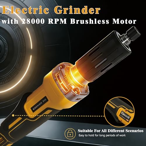 Upgraded Cordless Die Grinder Compatible with Dewalt 20V MAX Battery,Electric Grinder with 28000 RPM Brushless Motor,1/4" Precision Chuck, for Rust Removal, Grinding, Polishing (Battery not Included) by Cyuanll - Image 5