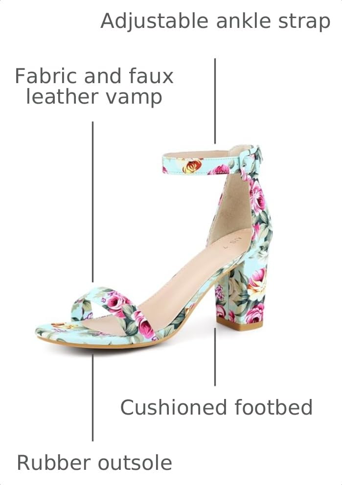 Image of Allegra K Women's Floral Print Open Toe Block High Heels Summer Sandals