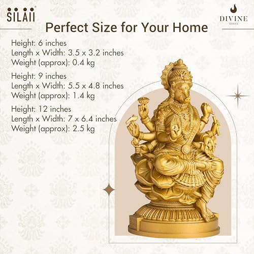 Image of SILAII Goddess Varahi Amman Sculpture - Antique Bronze Finish, Handcrafted Statue for Puja Room, Home Decor, and Gifting (6 Inches) (Gold, 9 INCH)