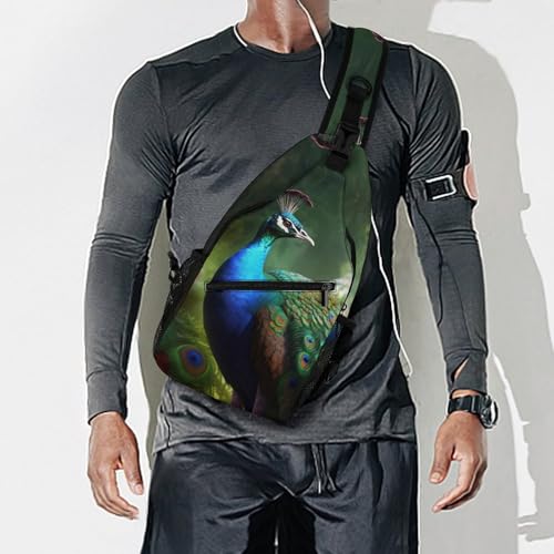 Bolso bandolera colorido Pavo real para senderismo y uso diario miniatura 7