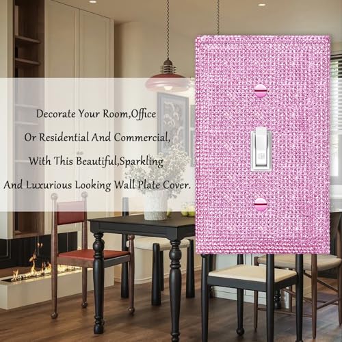 Image of 2 Pcs Shiny Pink Rhinestones Single Toggle Light Switch Plate Decorative Cover Plate Light Switch Cover Rhinestones Switch Plate Decorative Wall Plate