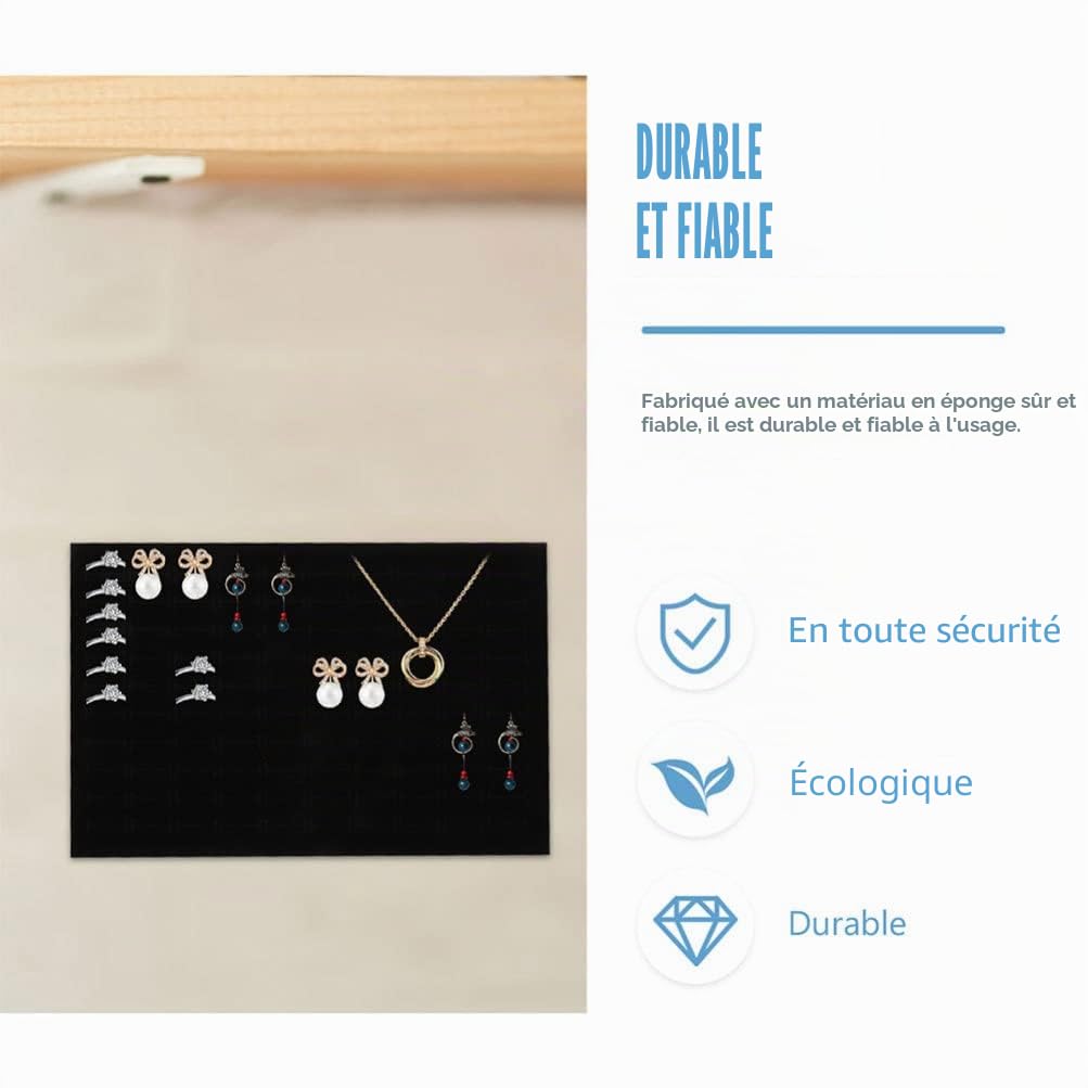DOITOOL Lot De 5 Plateaux De Présentation en Velours Noir Plateau De Présentation De Bijoux Coussinets en Mousse pour Vitrine De Bijoux Présentoirs De Rangement (11 X 7)