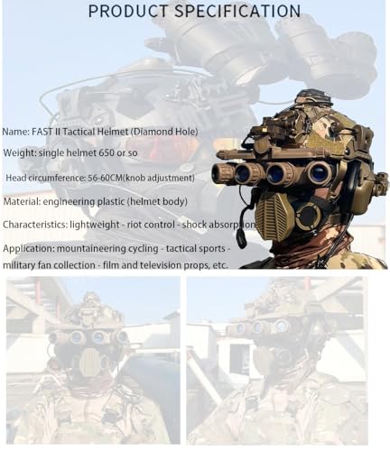 Fotrsta Outdoor Military Style Tactical Helmet Set With Airsoft Mask Full Face Protective Game Gear With Four Tube Telescope Tactical Paintball Headset Goggles Aluminum Alloy NVG Bracket - Image 2