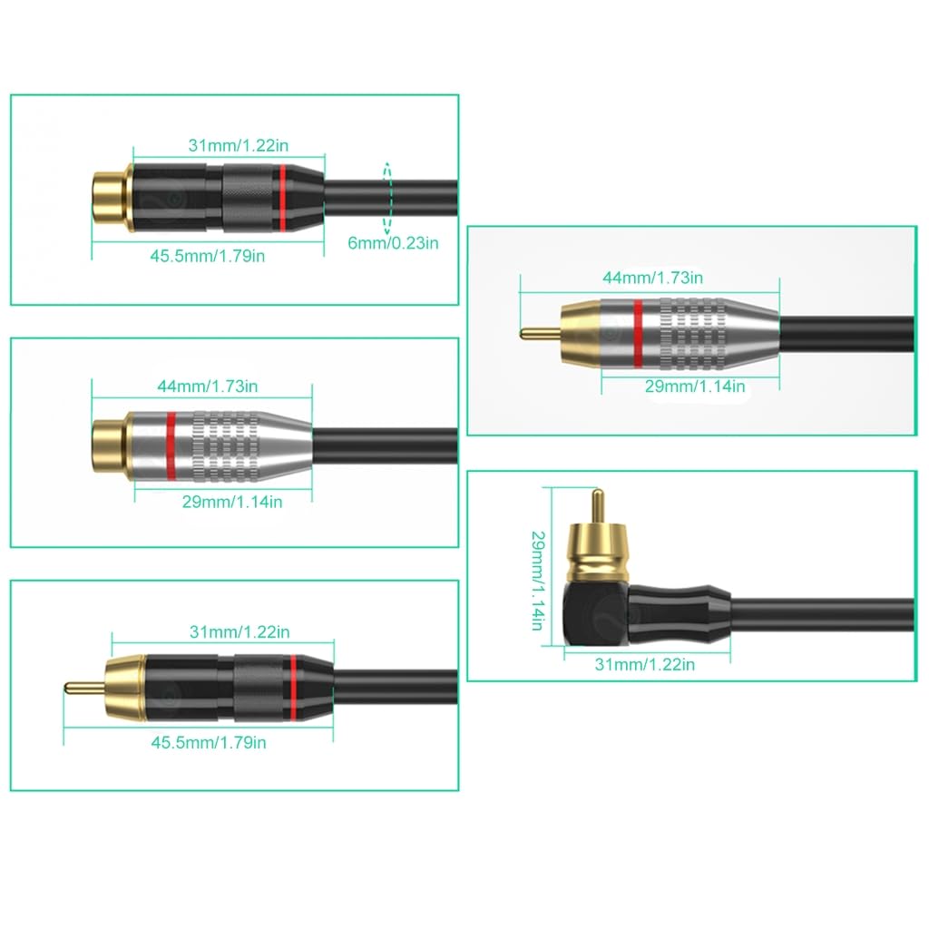 Câble d'extension 2RCA stéréo 2RCA mâle vers 2RCA femelle