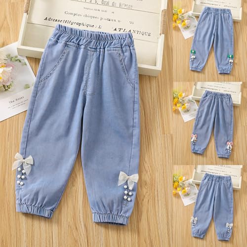 Toddler Girls Harem Jeans Elastic Waist Thin Denim Pants Loose Stretch Joggers for Babies & Toddlers Kids Swear Pants3