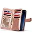 FLYEE Case Compatible with Galaxy S9(5.8 inch,Released in 2018),Wallet Case for Women and Girls with Card Holder,[Detachable 2in1] 9 Card PU Leather Protective Case and Wrist Strap-Striped Rose Gold