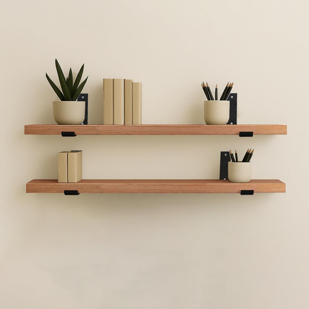 CONSDAN Floating Shelves for Wall Mounted Book Shelf Hanging Shelves Floating Bookshelf for Bedroom, Bathroom, Living Room, Kitchen USA Grown Solid
