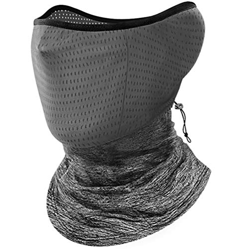 Neck Gaiter Face Mask Motorcycle Face Covering Cool Bandanas Breathable Lightweight, Ideal for Fishing Hiking Running Cycling Gray