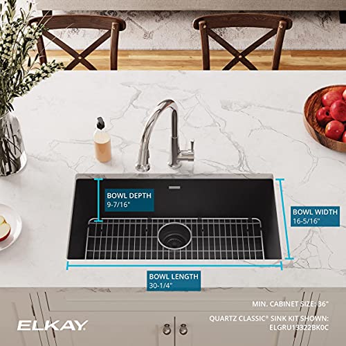 Elkay Quartz Classic Elgru13322Bk0C 33" Single Bowl Undermount Sink Kit, Black #TOP3