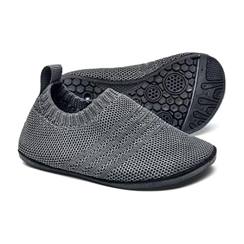Sosenfer Children's slippers for boys and girls, non-slip sole, toddler shoes, baby slippers, unisex, darkgray, 2.5 UK Child Cover