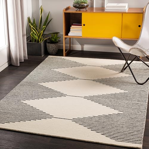 Image of Hand Tufted Wool Carpets Anti Shedding Rug Modern Carpets for Living Room Size 8x11 Feet